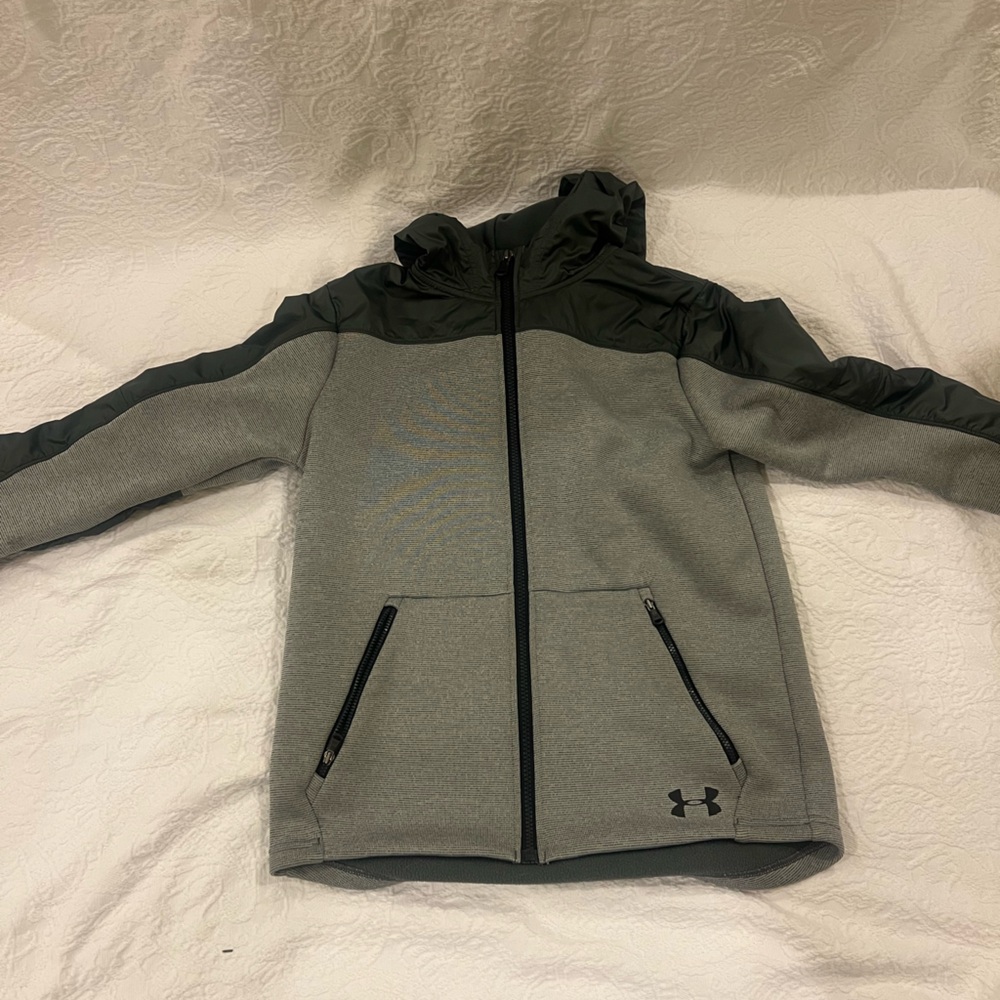 Under Armour Boys Hooded Jacket - Gray and Black